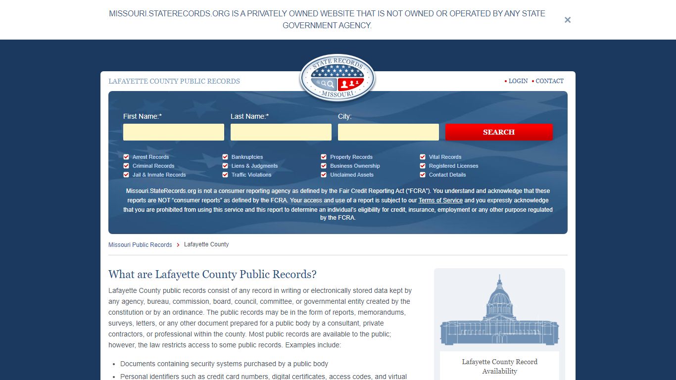 Lafayette County Arrest, Court, and Public Records | StateRecords.org